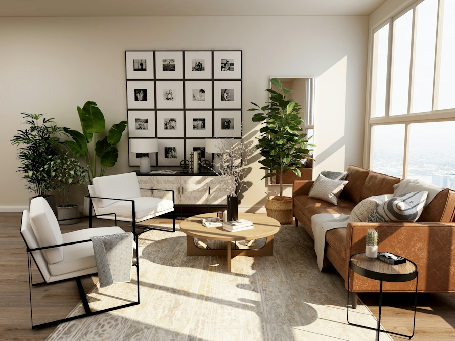 Warm vintage interior with collected furniture